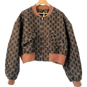 Plaid Bomber Jacket - Brown